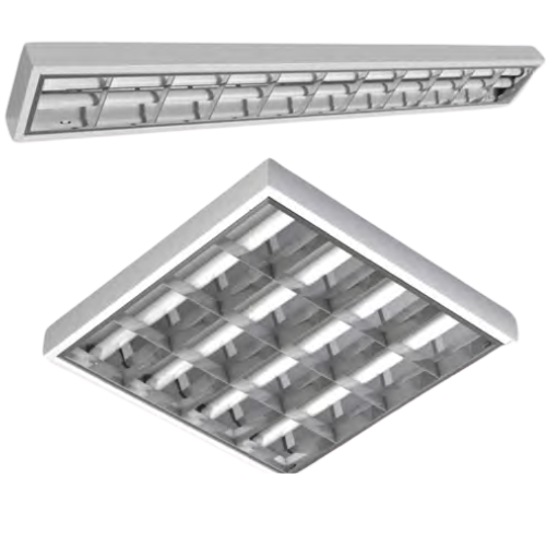 LUMINÁRIA DE SOBREPOR T8 COM ALETAS DE ALUMÍNIO BRILHANTE