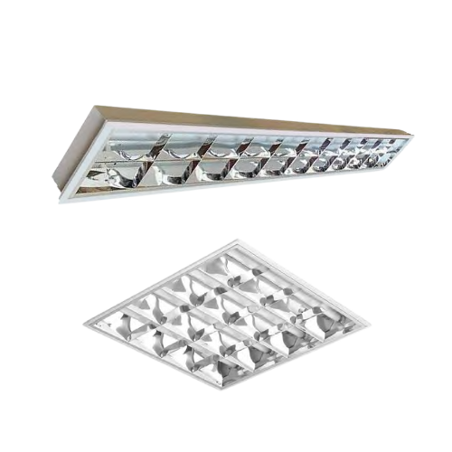 LUMINÁRIA DE EMBUTIR T5 COM ALETAS DE ALUMÍNIO BRILHANTE