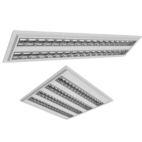 LUMINÁRIA DE EMBUTIR T5 COM MINI-ALETAS DE ALUMÍNIO BRILHANTE