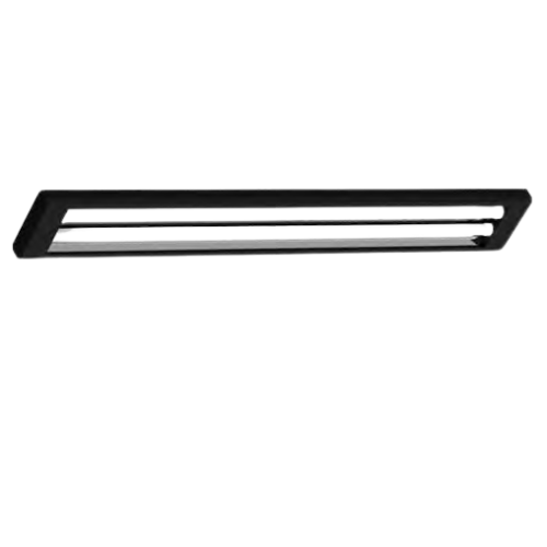 LUMINÁRIA DE SOBREPOR T8 PRETA COM REFLETOR DE ALUMÍNIO BRILHANTE