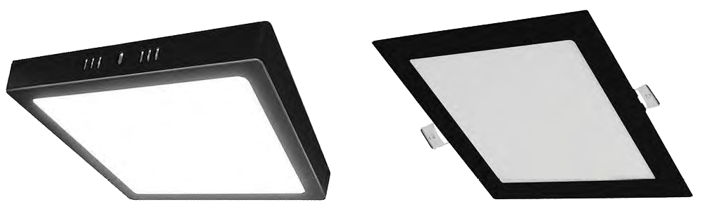 LUMINÁRIA PAINEL LED EMBUTIR QUADRADO PRETO